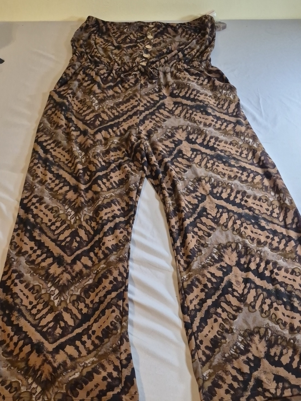 Womens No Boundaries Animal Print Wide Leg Jumpsuit